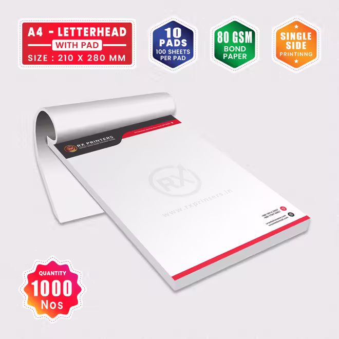 1000 Copies A4 Size Letterhead with 10 Pads | 80GSM Bond Paper | 210 x 280 mm 1000 Copies A4 Size Letterhead with 10 Pads | 80GSM Bond Paper | 210 x 280 mm