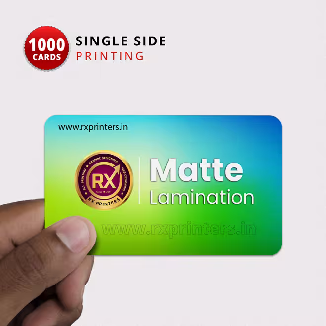 1000 Nos | 4 Corner Round Cut | Single Side Matte Lamination & Printing Visiting Cards 1000 Nos | 4 Corner Round Cut | Single Side Matte Lamination & Printing Visiting Cards