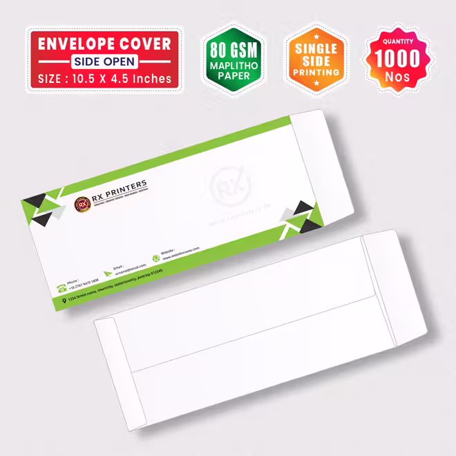 1000 Nos Envelope Cover 10.5 X 4.5 Inches | 80 GSM Maplitho Paper | Side Open Cover 1000 Nos Envelope Cover 10.5 X 4.5 Inches | 80 GSM Maplitho Paper | Side Open Cover