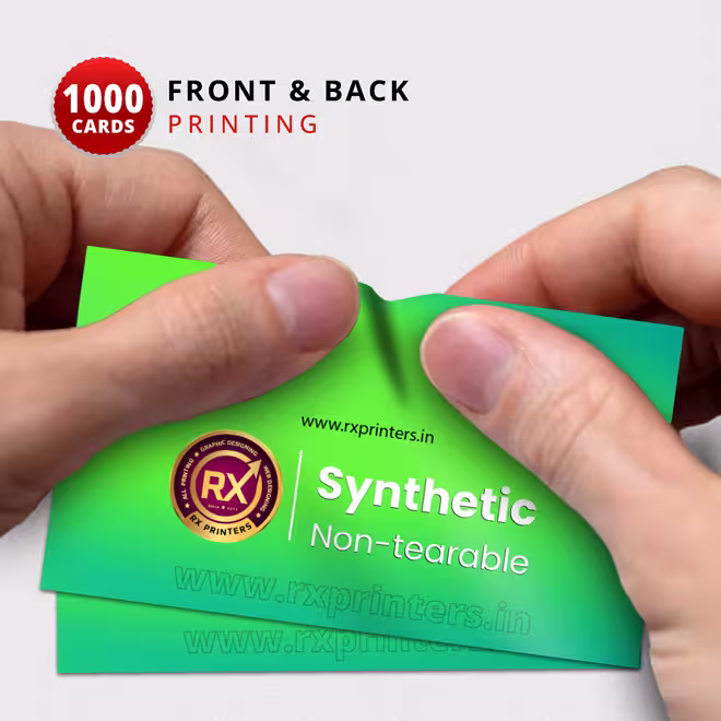 1000 Nos | Front & Back Synthetic 125 Micron Thin Visiting Cards 1000 Nos | Front & Back Synthetic 125 Micron Thin Visiting Cards