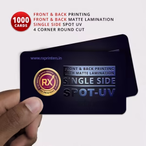 1000 Nos | Single Side Spot-UV & 4 Corner Round Cutting | Single Side Matte Lamination & Printing, Visiting Cards