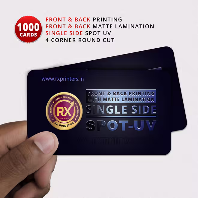1000 Nos | Single Side Spot-UV & 4 Corner Round Cutting | Single Side Matte Lamination & Printing, Visiting Cards 1000 Nos | Single Side Spot-UV & 4 Corner Round Cutting | Single Side Matte Lamination & Printing, Visiting Cards