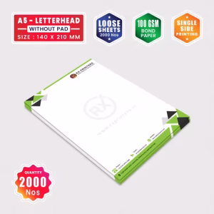 2000 Copies A5 Size Letterhead without Pad | Loose Sheets | 100GSM Bond Paper | 140 x 210 mm