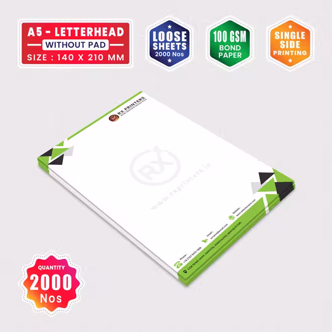 2000 Copies A5 Size Letterhead without Pad | Loose Sheets | 100GSM Bond Paper | 140 x 210 mm 2000 Copies A5 Size Letterhead without Pad | Loose Sheets | 100GSM Bond Paper | 140 x 210 mm