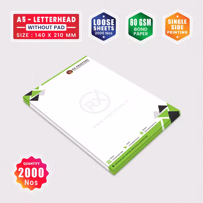 2000 Copies A5 Size Letterhead without Pad | Loose Sheets | 80GSM Bond Paper | 140 x 210 mm 2000 Copies A5 Size Letterhead without Pad | Loose Sheets | 80GSM Bond Paper | 140 x 210 mm