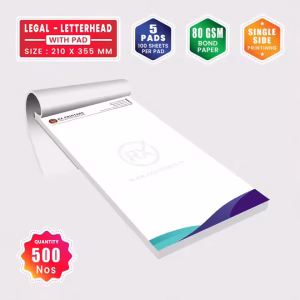500 Copies Legal Size Letterhead with 5 Pads | 80GSM Bond Paper | 210 x 355 mm