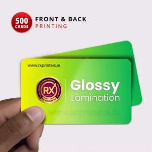 500 Nos | 4 Corner Round Cut | Front & Back Glossy Lamination & Printing Visiting Cards