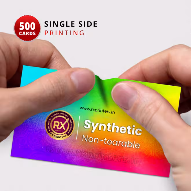 500 Nos | Single Side Synthetic 260 Micron Thick Visiting Cards 500 Nos | Single Side Synthetic 260 Micron Thick Visiting Cards