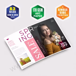 A3 Size : 420x280mm | 170 GSM Art Paper | Single Side Printing