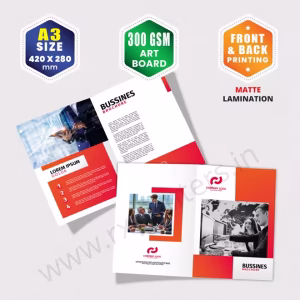 A3 Size : 420x280mm | 300 GSM Art Board | Front & Back Printing | Matte Lamination