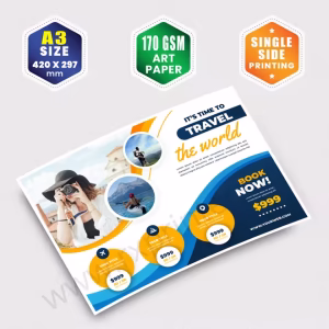 A3 Size : 420x297mm | 170 GSM Art Paper | Single Side Printing