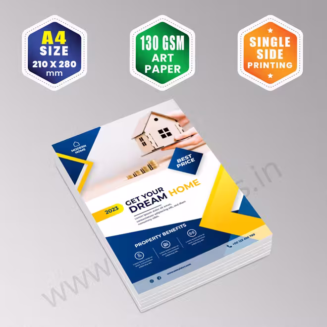 A4 Size : 210x280mm | 130 GSM Art Paper | Single Side Printing A4 Size : 210x280mm | 130 GSM Art Paper | Single Side Printing