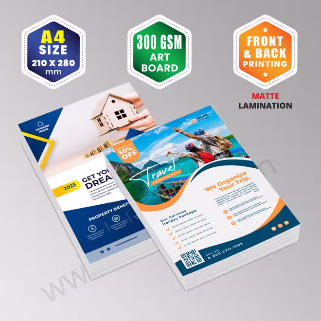 A4 Size : 210x280mm | 300 GSM Art Board | Front & Back Printing | Matte Lamination A4 Size : 210x280mm | 300 GSM Art Board | Front & Back Printing | Matte Lamination