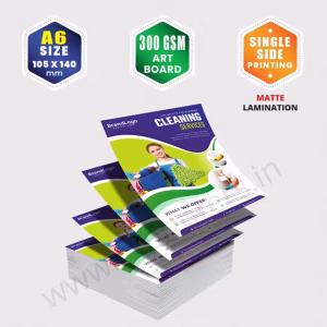 A6 Size : 105x140mm | 300 GSM Art Board | Single Side Printing | Matte Lamination