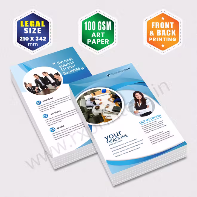 Legal Size : 210x342mm | 100 GSM Art Paper | Front & Back Printing Legal Size : 210x342mm | 100 GSM Art Paper | Front & Back Printing