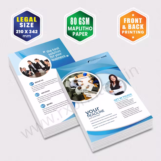 Legal Size : 210x355mm | 80 GSM Maplitho Paper | Front & Back Printing Legal Size : 210x355mm | 80 GSM Maplitho Paper | Front & Back Printing